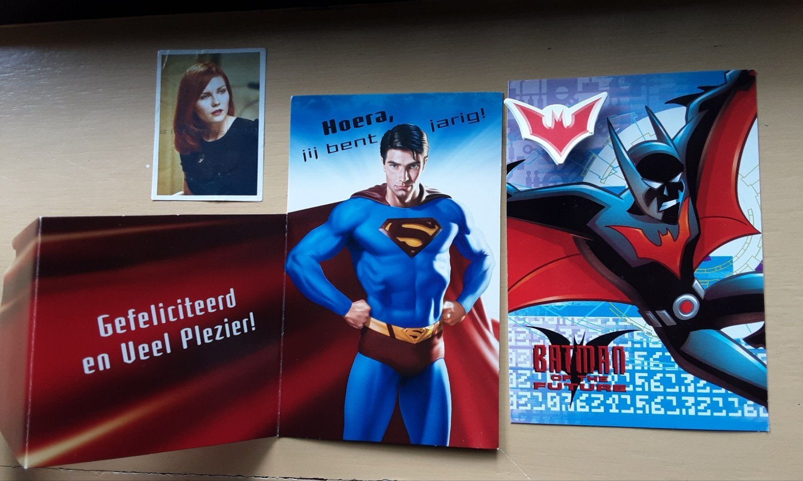 Batman Superman Spiderman kaart, Doornroosje - button speld, Ophalen of Verzenden, 1980 tot heden, Ongelopen, Sterren en Beroemdheden
