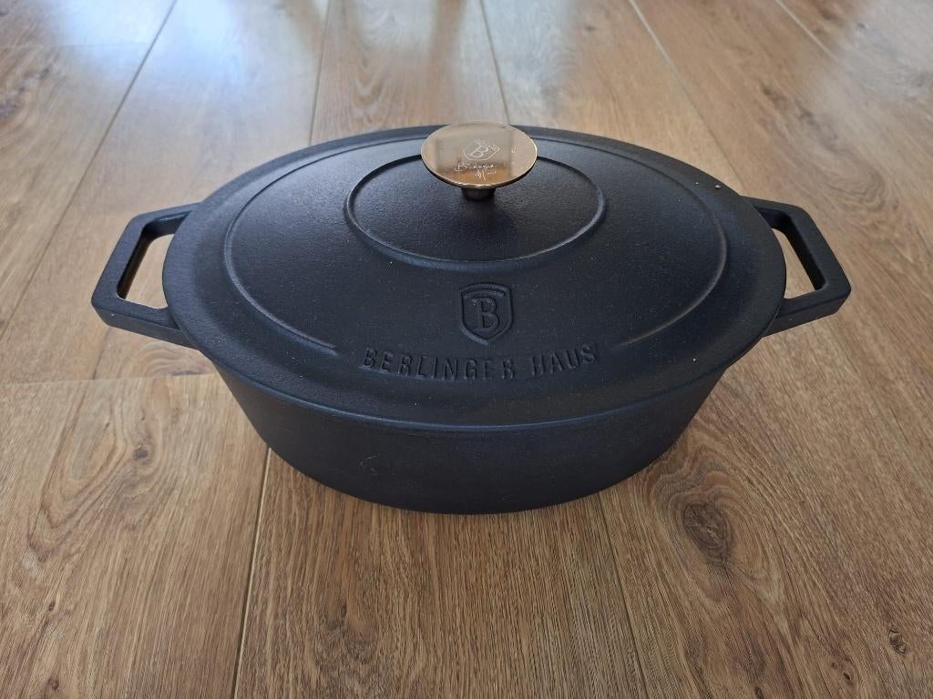 Berlinger haus gietijzeren pan, Huis en Inrichting, Keuken | Potten en Pannen, Ophalen, Gietijzer, Zo goed als nieuw, Keramische plaat