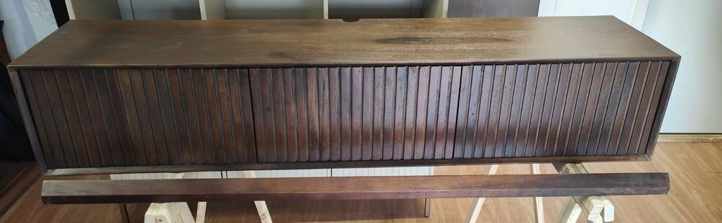 Zwevend tv-meubel Madison Brown 160 cm mangohout, Ophalen, Madison, Info@meubeloutletmeppel.nl, 150 tot 200 cm