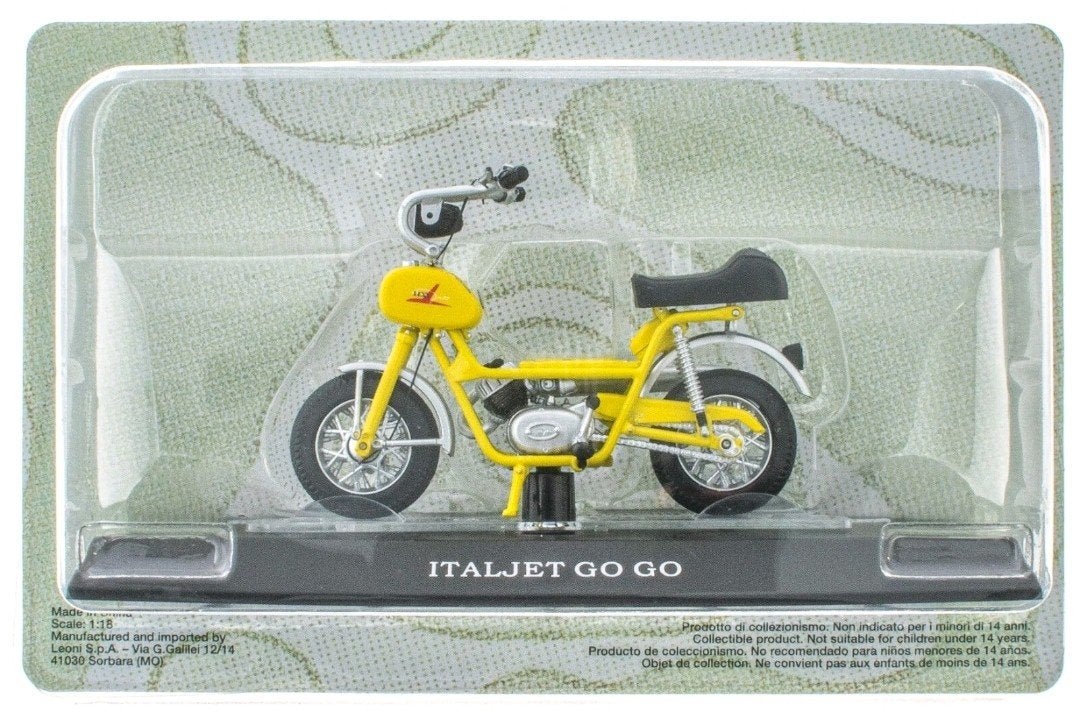 Italjet Go Go brommer, geel 1:18 in ongeopende blister., Ophalen of Verzenden, Nieuw, Overige merken