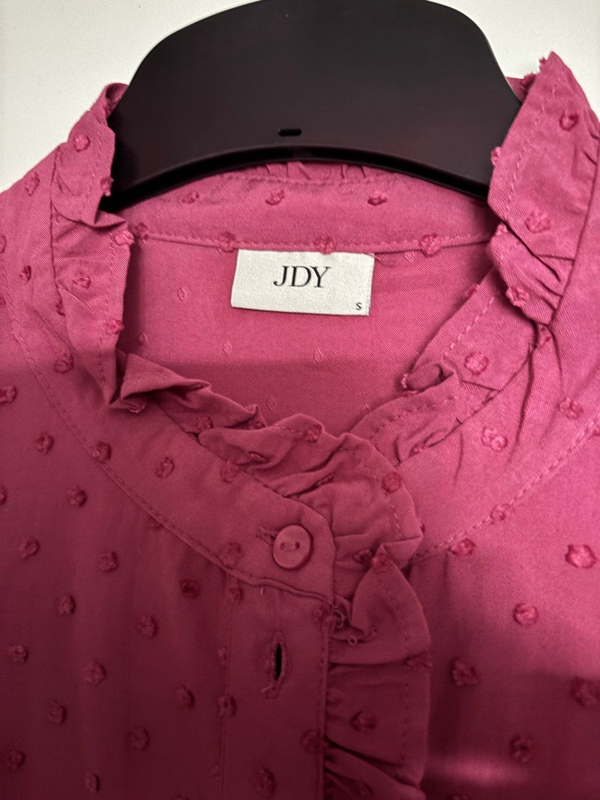 JDY Roze Blouse met Ruches en Stipjes - Maat S, Ophalen of Verzenden, Zo goed als nieuw, Maat 36 (S), Roze