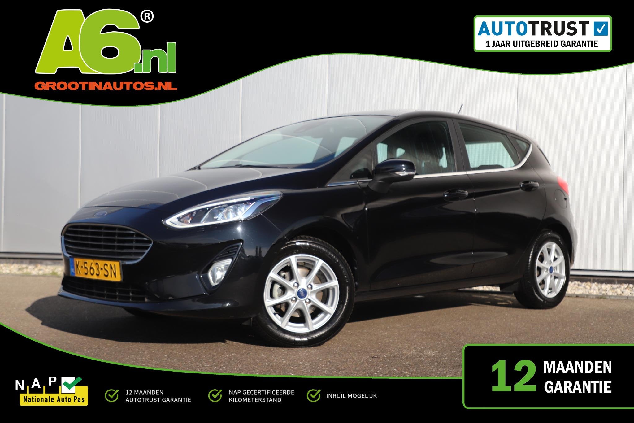 Ford Fiesta 1.0 EcoBoost Titanium 95PK Navigatie LMV Carplay, Auto's, Voorwielaandrijving, Stof, Gebruikt, Origineel Nederlands