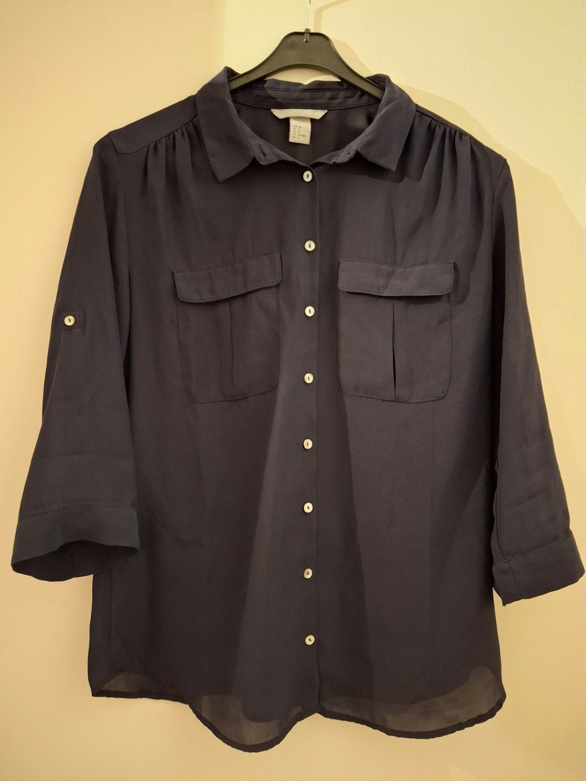 H&M donkerblauwe blouse maat 38, Maat 38/40 (M), H&M, Blauw, Ophalen of Verzenden