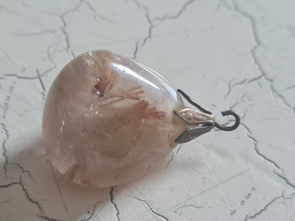 Vintage half edelstenen ketting hanger, Sieraden, Tassen en Uiterlijk, Kettingen, Heikant 21 Kaatsheuvel, Belle Vieille Brocante
