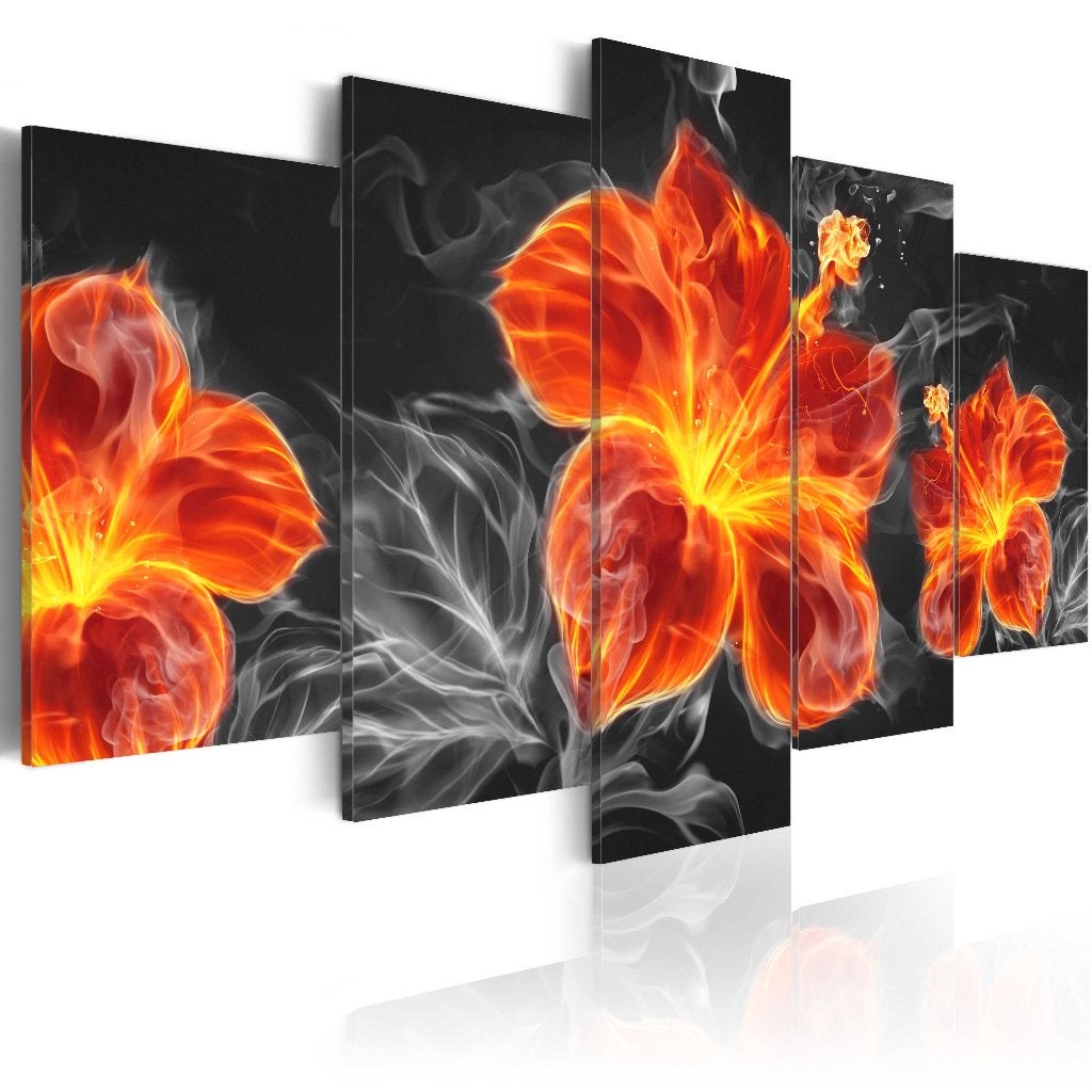 432 Vuurbloem XXL 5 Luik Canvas Schilderij 200x100cm 2 maten, Ophalen of Verzenden