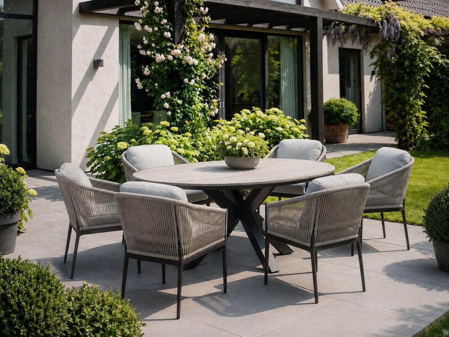 6 Mooie Dining stoelen met een polywood tafel van 220 cm, Ophalen, Overige materialen, 6 zitplaatsen, Zo goed als nieuw