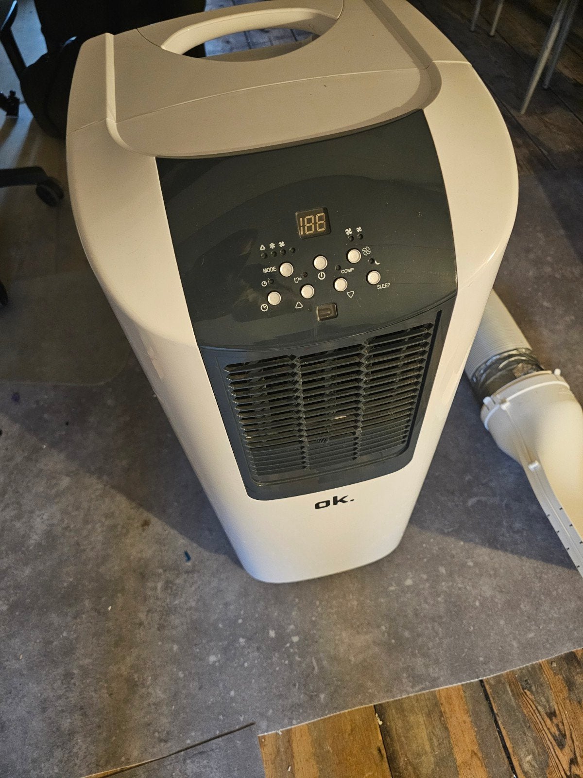 OK Mobiele Airco met Eurom opzetstuk, Witgoed en Apparatuur, Airco's, Gebruikt, Minder dan 60 m³, 3 snelheden of meer, Ophalen of Verzenden