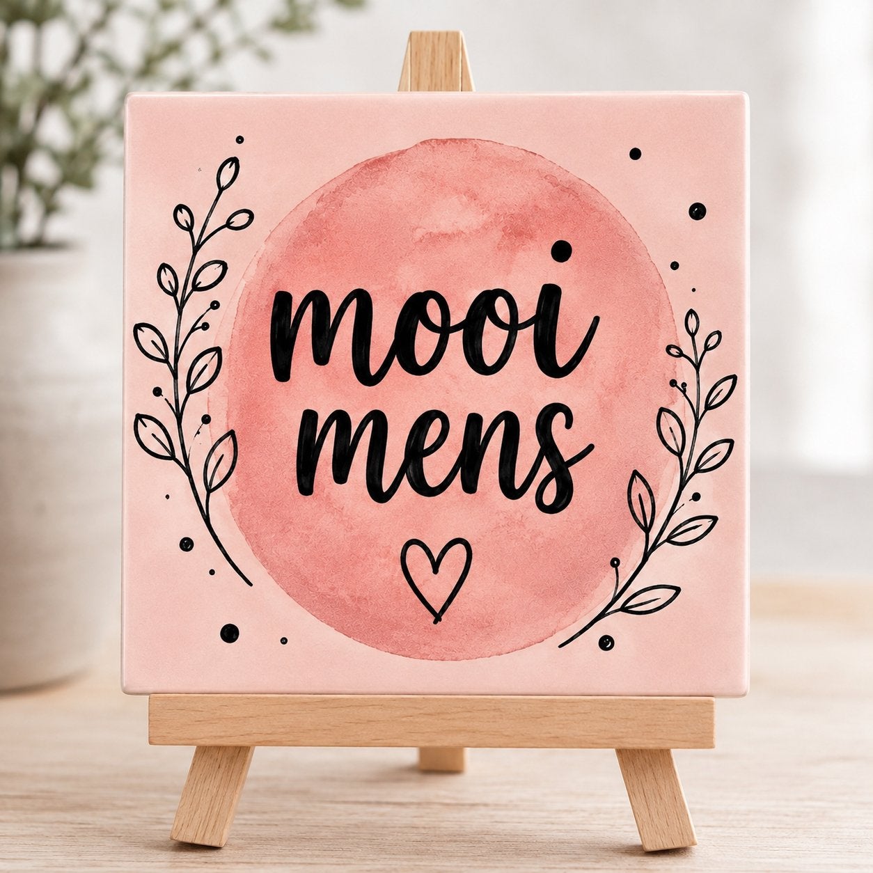 Tegeltje 'Mooi Mens', Inclusief standaard, Nieuw, Ophalen of Verzenden, 11 cm