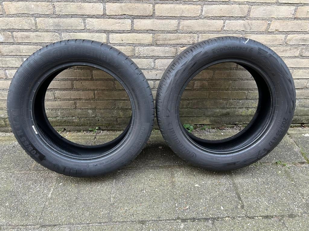2x Continental Eco Contact 205 55 17 zomerbanden, Ophalen, Gebruikt, 17 inch, 205 mm