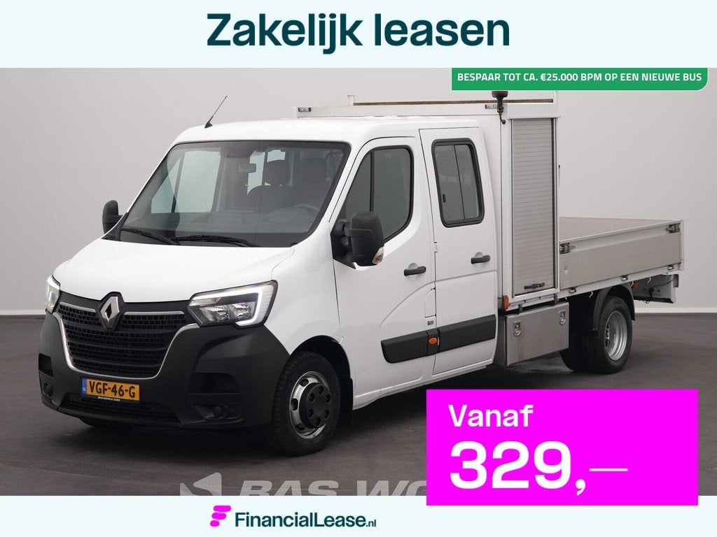 Renault Master 145PK Dubbel Cabine Open Laadbak met Kist Dub, Stof, Gebruikt, Euro 6, Renault