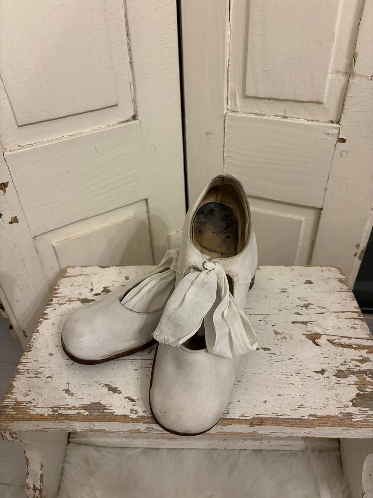 Oude Brocante Meisjesschoenen Tapschoenen Wit, Verzenden