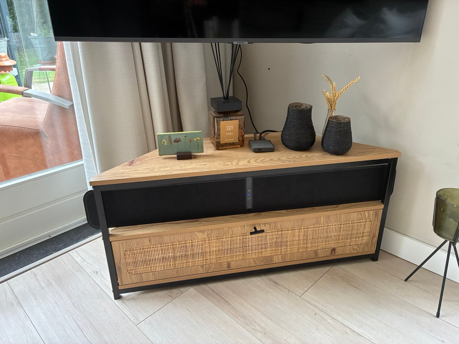 Bamboe tv meubel, Ophalen, Zo goed als nieuw, 25 tot 50 cm, Minder dan 100 cm