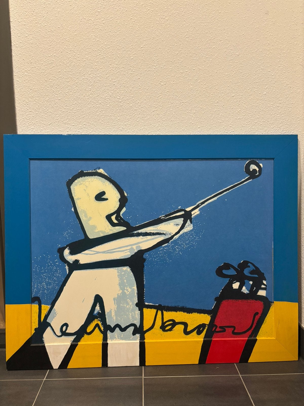 Herman brood - Golfer, Antiek en Kunst, Kunst | Schilderijen | Modern, Ophalen, Figuren, Ingelijst, Print