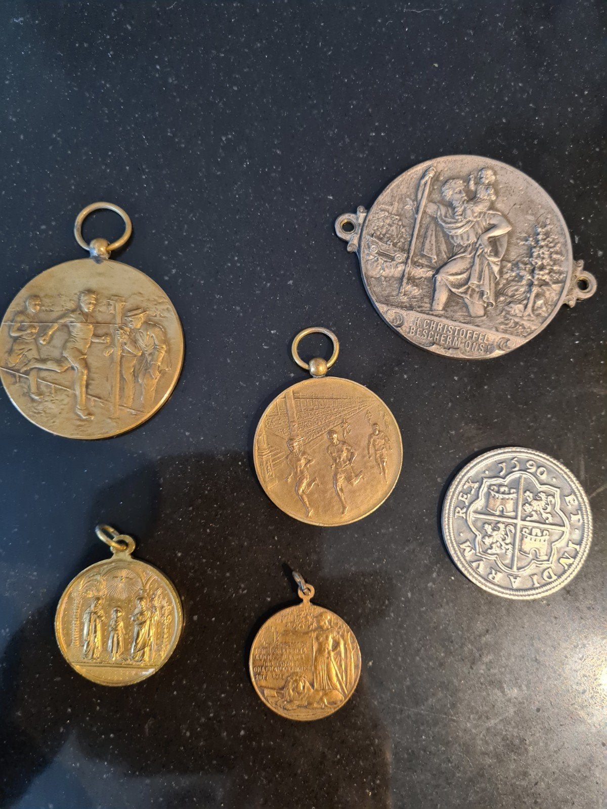 Diverse collectie medailles en oude munt, Postzegels en Munten, Penningen en Medailles, Ophalen of Verzenden