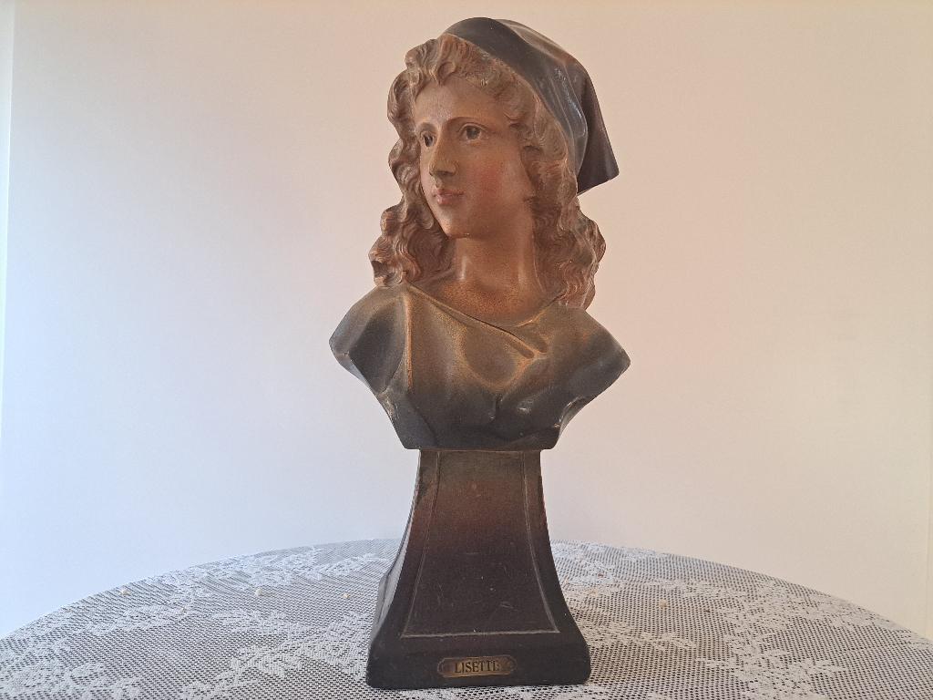 Mooie Antieke Buste van een Frans Meisje, Handgemaakt, Art deco, Buste, Ophalen of Verzenden