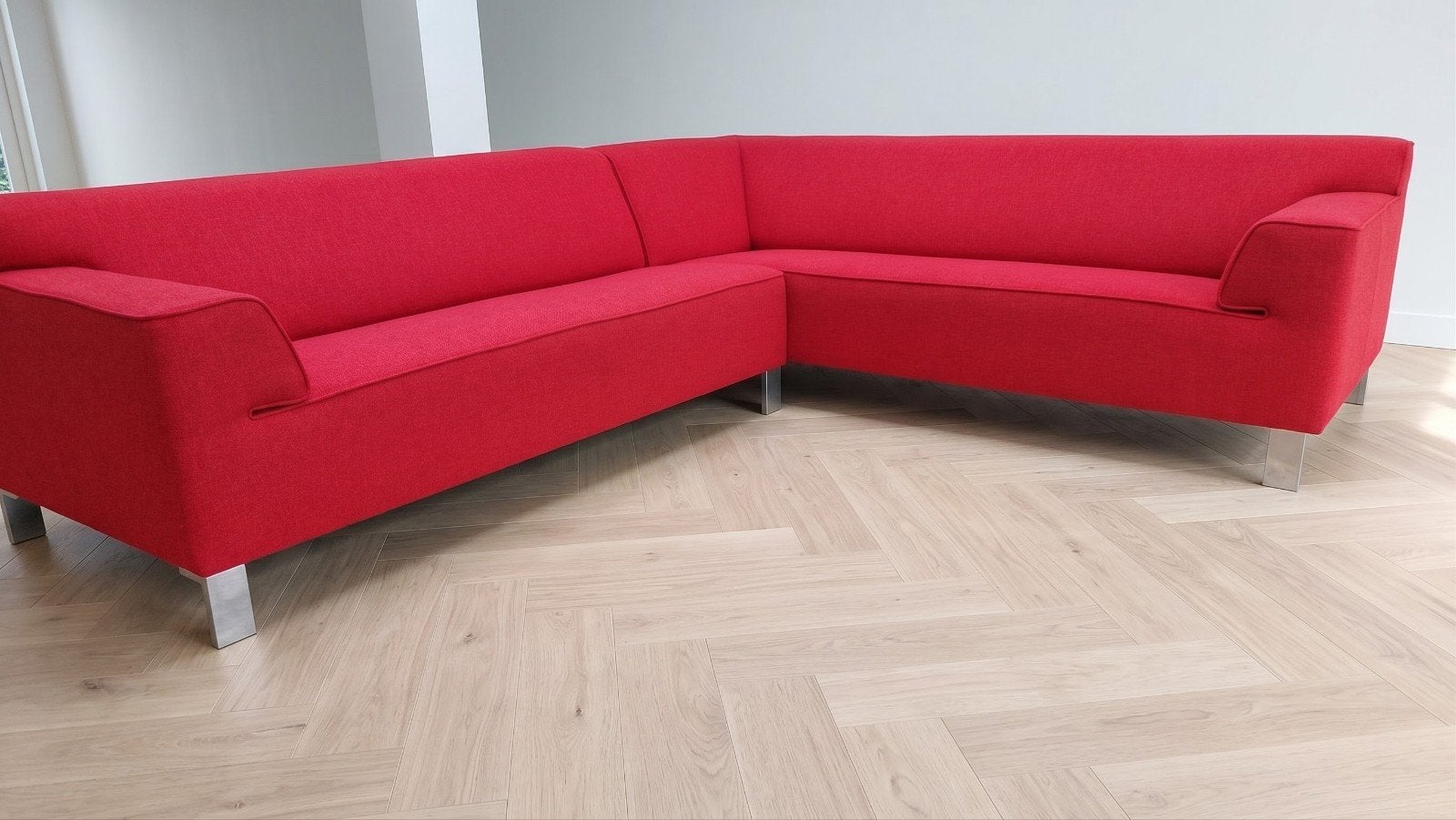 Pode Insert | Hoekbank | Opnieuw bekleed | Rood wol kvadrat, Huis en Inrichting, Hout, Info@andriesign.nl, Hoekbank, Ophalen of Verzenden