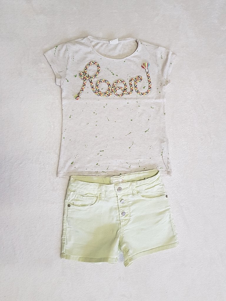 Super leuk zacht neon geel ZARA shortje in maat 128., Kinderen en Baby's, Kinderkleding | Maat 128, Broek, Zo goed als nieuw, Zara