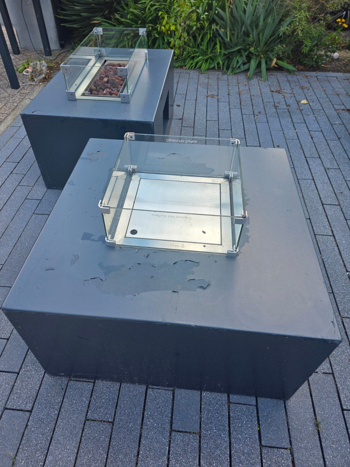 Stijlvolle vuurtafels op gas met glasombouw, Tuin en Terras, Vuurkorven, Ophalen of Verzenden, Gebruikt, Vuurkorf