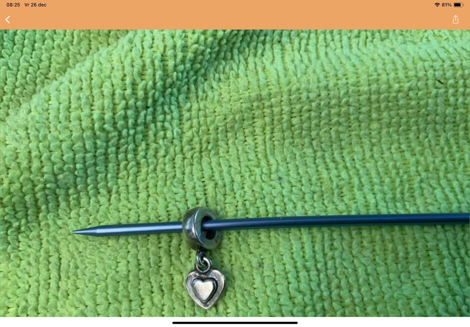 Pandora Bedel Hangend Hartje, Ophalen of Verzenden, Zo goed als nieuw, Zilver, Pandora