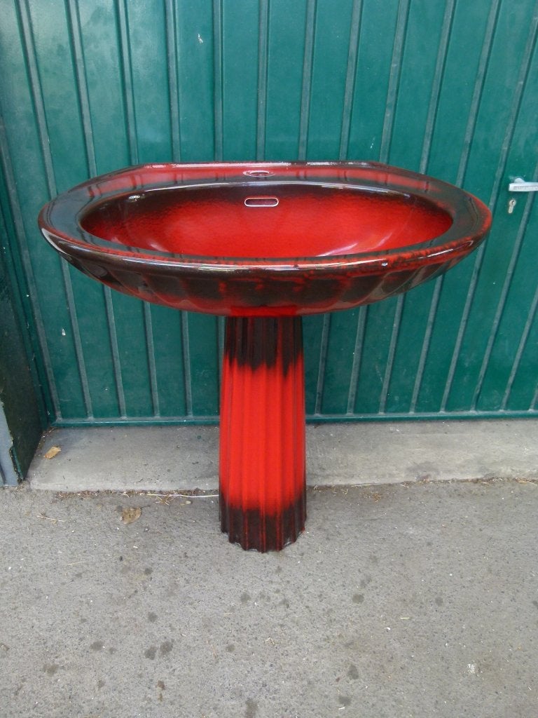 vintage wastafel lavabo op voet 1977, Doe-het-zelf en Verbouw, Sanitair, Ophalen, Zo goed als nieuw, Steen, Wastafel