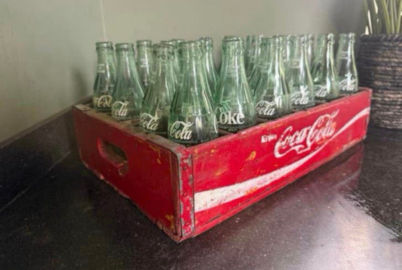 Vintage oude originele Coca Cola krat incl flesjes, Verzamelen, Ophalen, Gebruikt