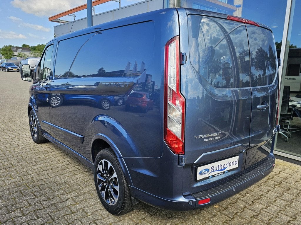 Ford Transit Custom 310 2.0 TDCI L1H1 Sport 170 pk automaat, Auto's, Euro 6, 4 cilinders, Blauw, Leder en Stof
