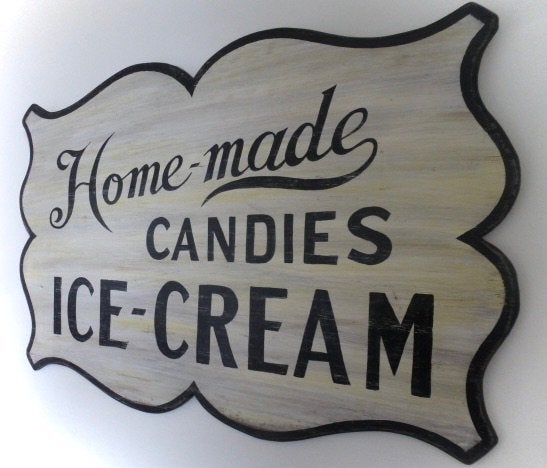 Groot houten paneel / bord / ijssalon / Homemade Ice Cream, Reclamebord, Nieuw, Ophalen of Verzenden, B6