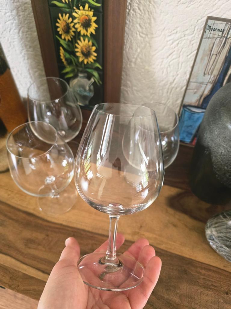 4 vintage Spiegelau kristal rode wijnglazen – jaren 70, Ophalen of Verzenden