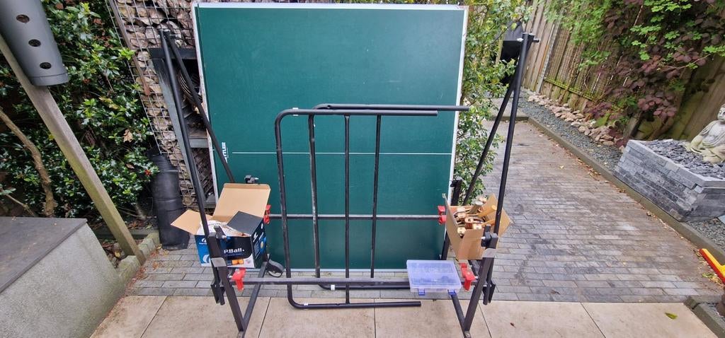 Indoor Kettler tafeltennistafel met batjes en ballen @35euro, Sport en Fitness, Tafeltennis, Ophalen, Gebruikt, Tafel Indoor