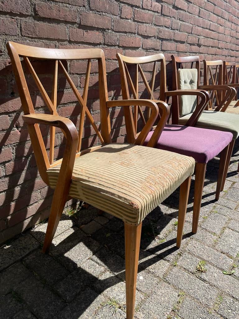 Vintage Patijn eetkamerstoelen - set van 6, Huis en Inrichting, Stoelen, Ophalen, Gebruikt, Overige kleuren, Vijf, Zes of meer stoelen