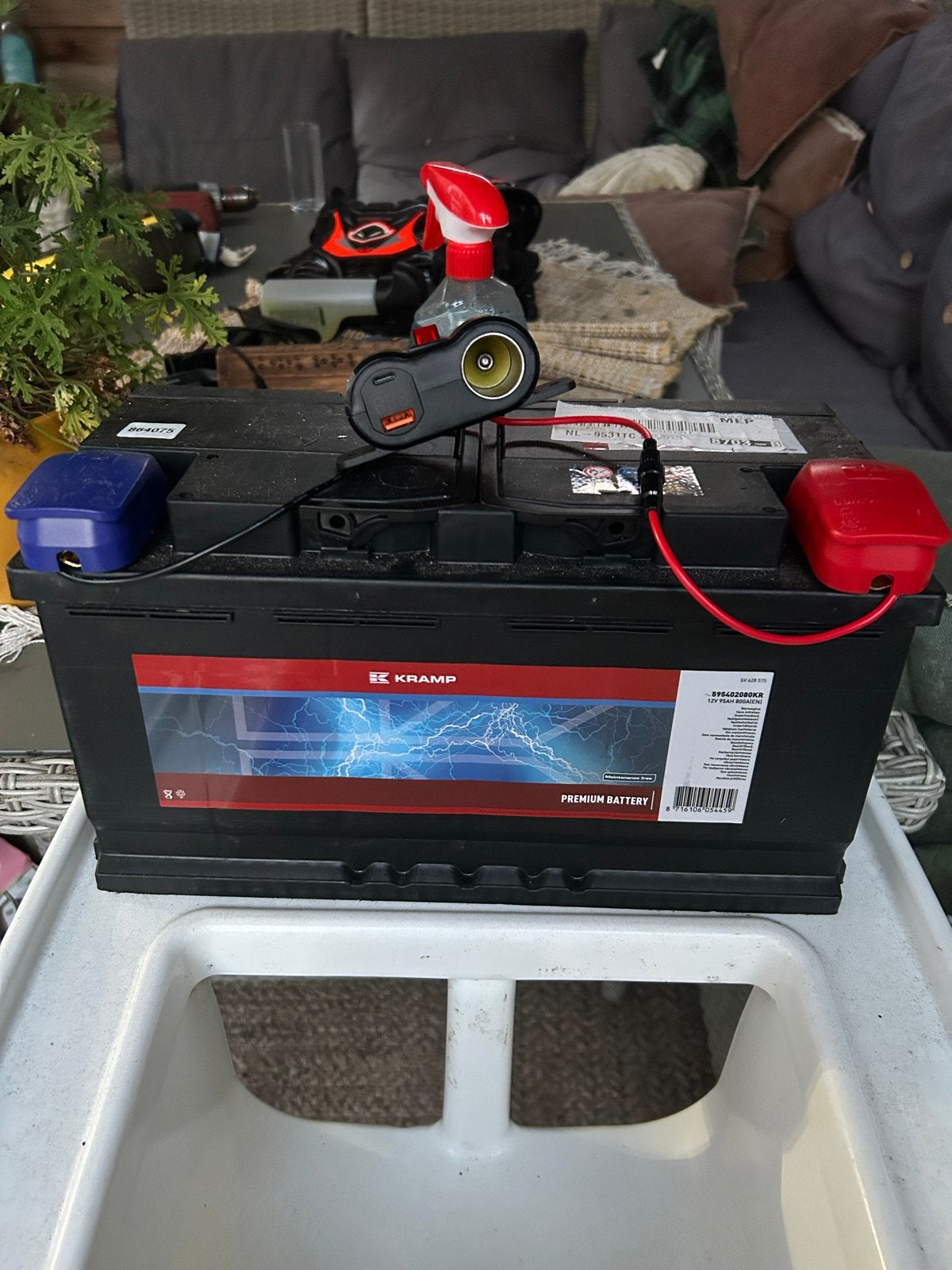 Kramp Premium Accu met Voltmeter - 12V 95Ah, Ophalen, Gebruikt, Overige typen