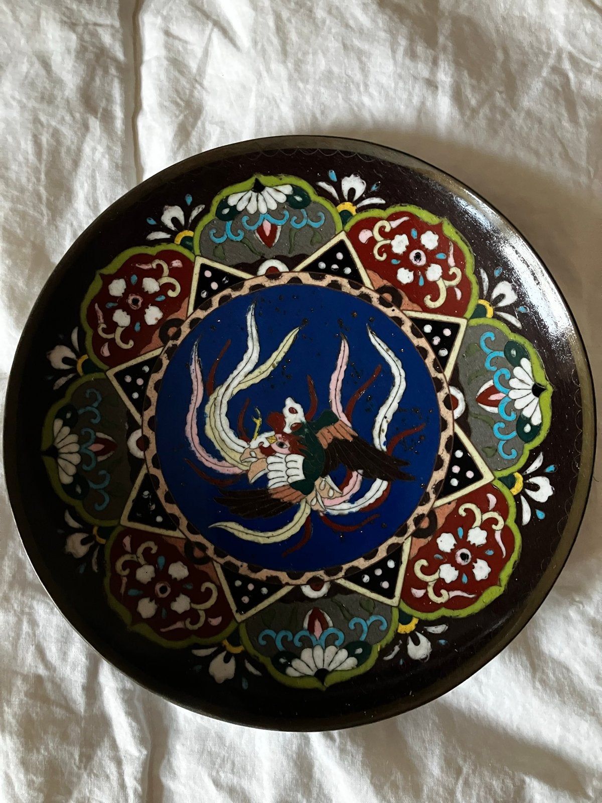 Japans Cloisonné Bord Meiji-periode 18.5 cmGoede staat, Ophalen of Verzenden