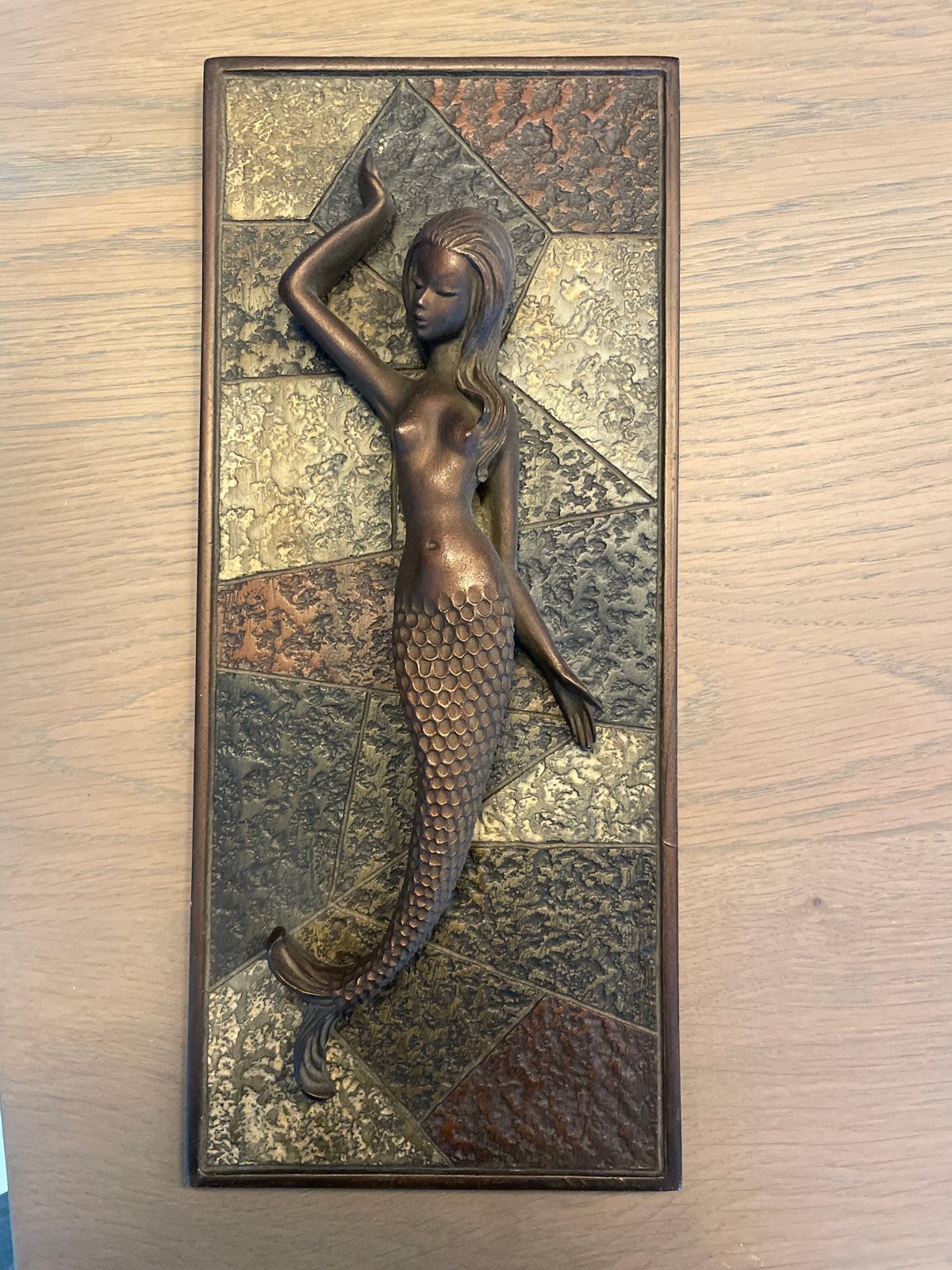 Bronzen zeemeermin wanddecoratie - Art Deco stijl, Overige onderwerpen, Art deco, Ophalen of Verzenden, Wanddecoratie
