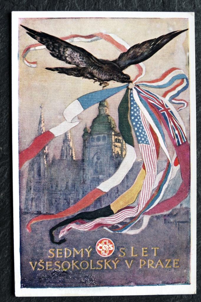 Turnevenement Tsjechische Sokol-beweging, 1920, vlaggen, Verzenden, Voor 1920, Ongelopen, Politiek en Historie