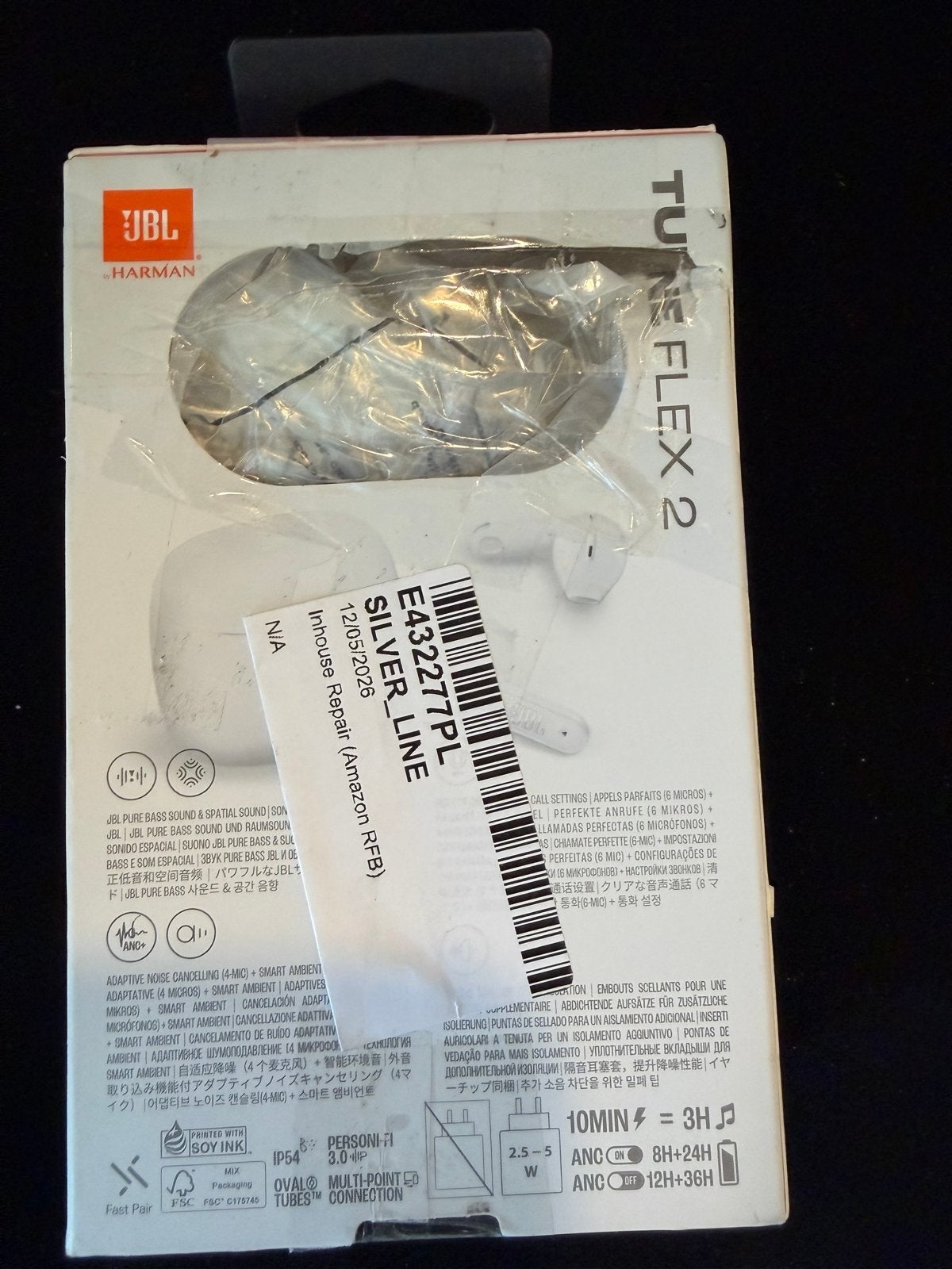JBL Tune Flex 2 TWS Draadloze Oordopjes Wit/Zwart