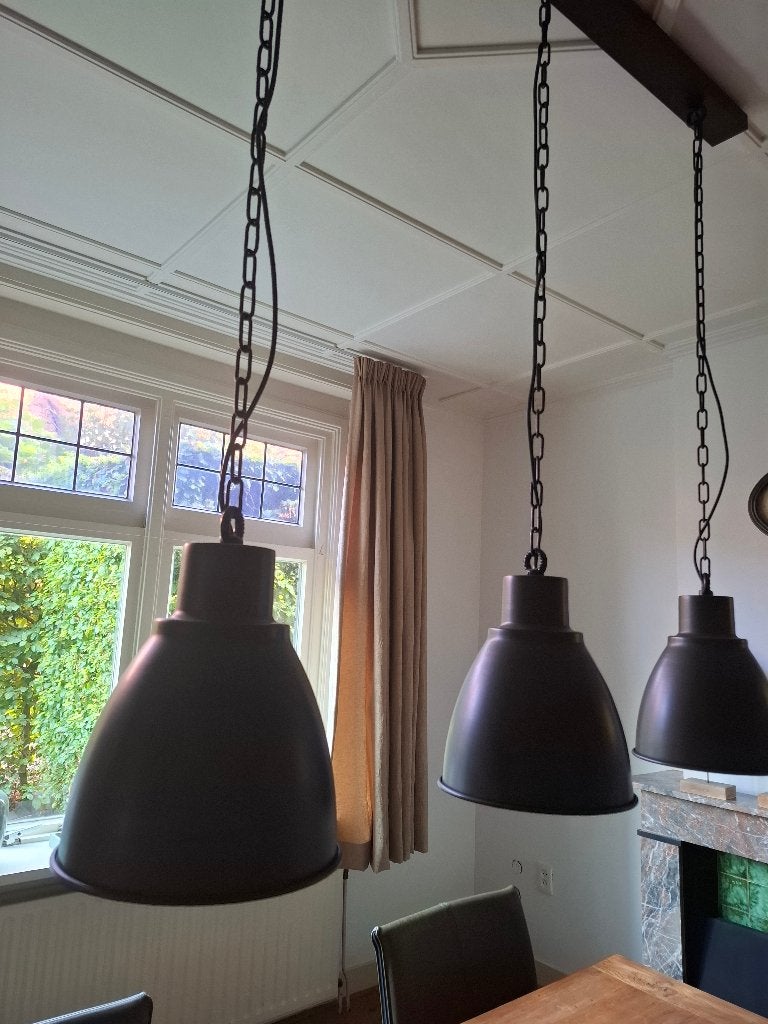 Industriële metalen  lamp met 3 lichtpunten, Ophalen, Industriele, E27 (groot), Zo goed als nieuw