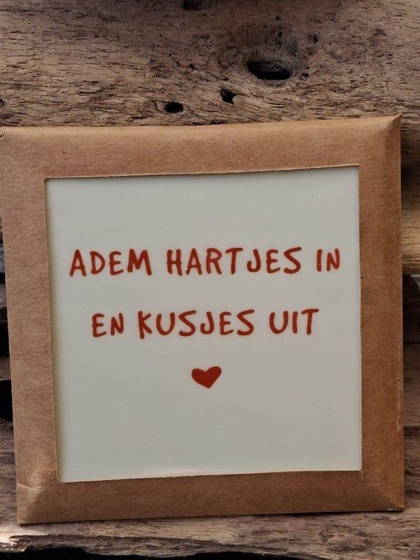 Tegeltje adem hartjes in en kusjes uit, Sc, Verzenden, Nieuw, Nvt