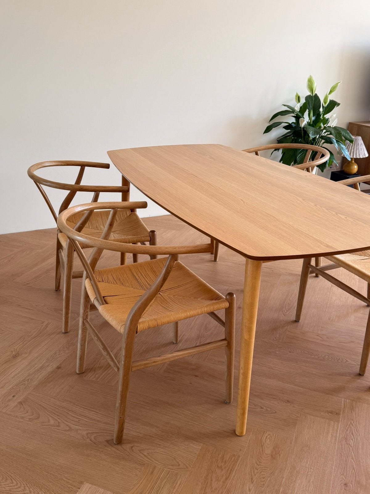 4x Wishbone Chair (replica), Ophalen, Gebruikt, Rond, 50 tot 100 cm