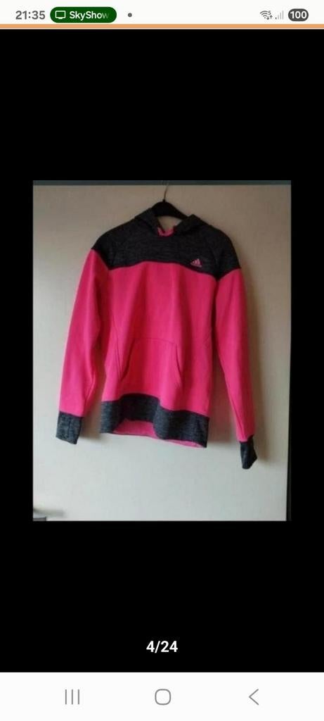 Adidas sport trui maat M - Roze/Grijs hoodie, Ophalen of Verzenden