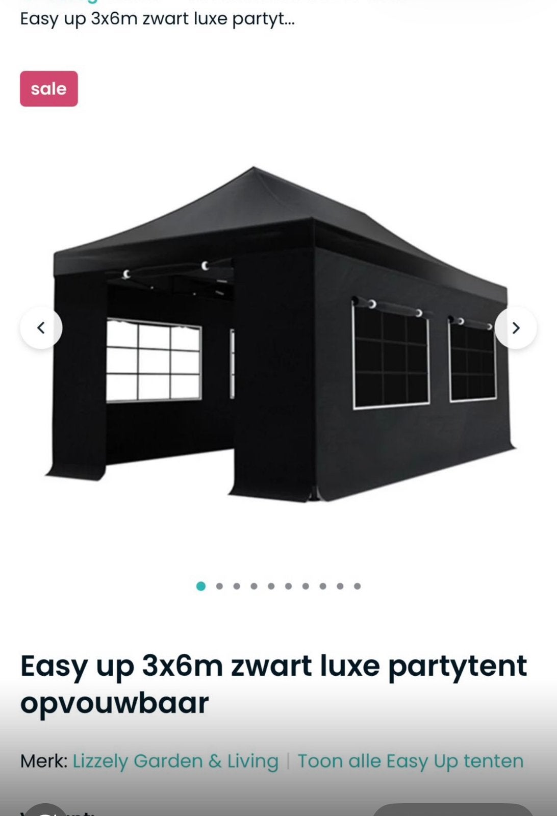 Luxe Zwarte Easy Up Partytent 3x6m - Opvouwbaar, Ophalen, Opvouwbaar, Partytent, 2 meter of meer