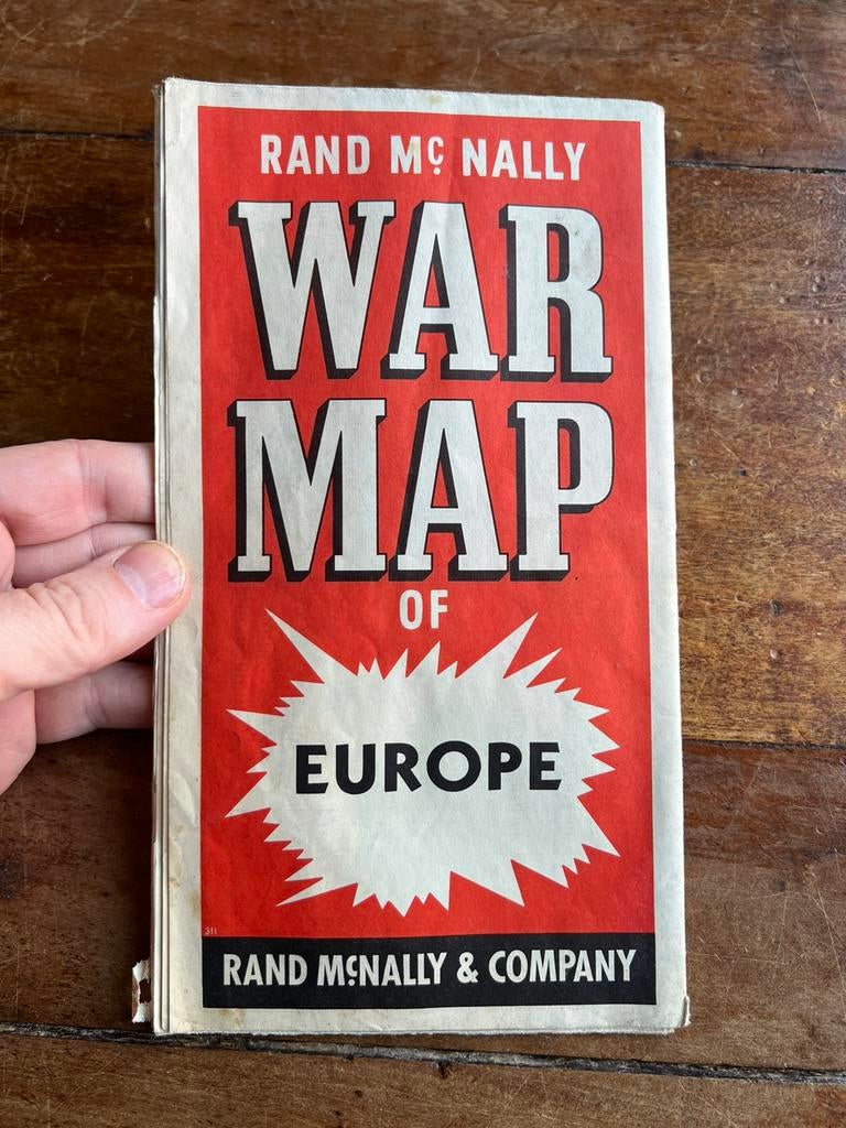 WO2 Amerikaans War Map of Europe slagveld front 1942 / 1943, Amerika, Ophalen of Verzenden, Boek of Tijdschrift