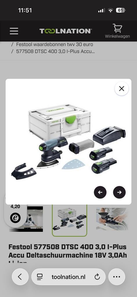 Festool DTSC 400 3,0 I set, Ophalen of Verzenden, Zo goed als nieuw, Minder dan 600 watt, Vlakschuurmachine