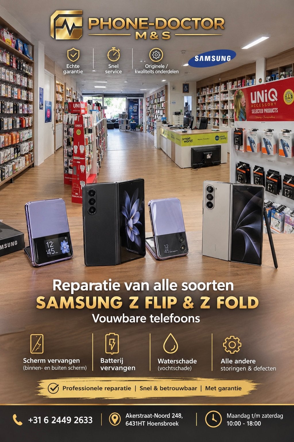 Reparatie van alle Samsung vouwbare telefoons!, Ophalen of Verzenden, Zo goed als nieuw, 6431ht, Phone Doctor M&S