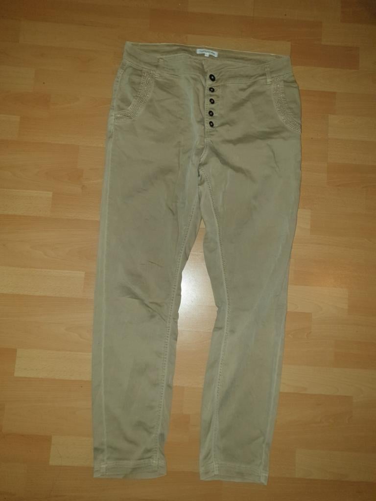 Nieuwe tramontana XL broek knoopsluiting en strass details, Tramontana, Beige, Maat 46/48 (XL) of groter, Nieuw
