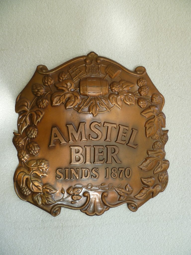 METALEN BROUWERIJ BORDJE"AMSTEL BIER"UIT JAREN 50/60, Ophalen of Verzenden, Gebruikt, Reclamebord