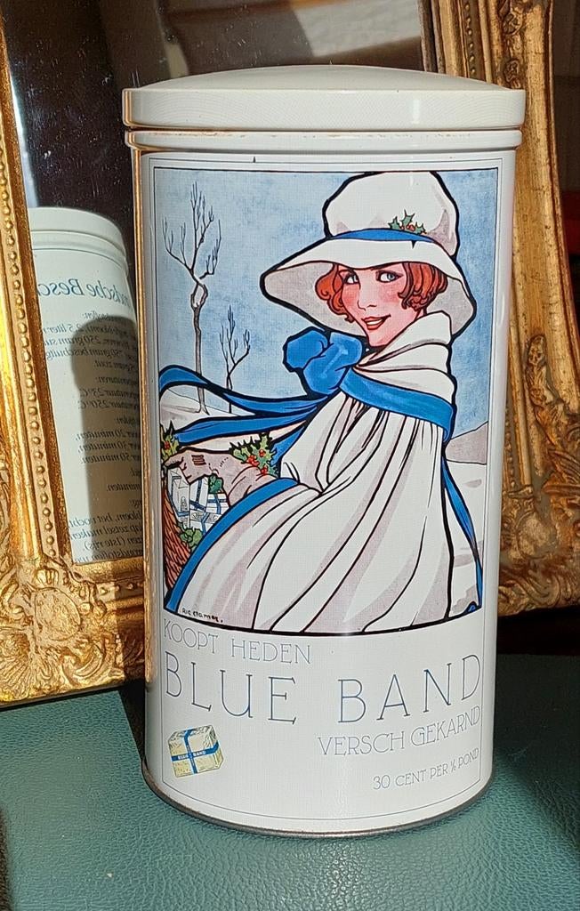 Vintage Blue Band Blik - Ric Cramer Illustratie, Verzamelen, Blikken, Ophalen of Verzenden, Gebruikt, Overige, Overige merken