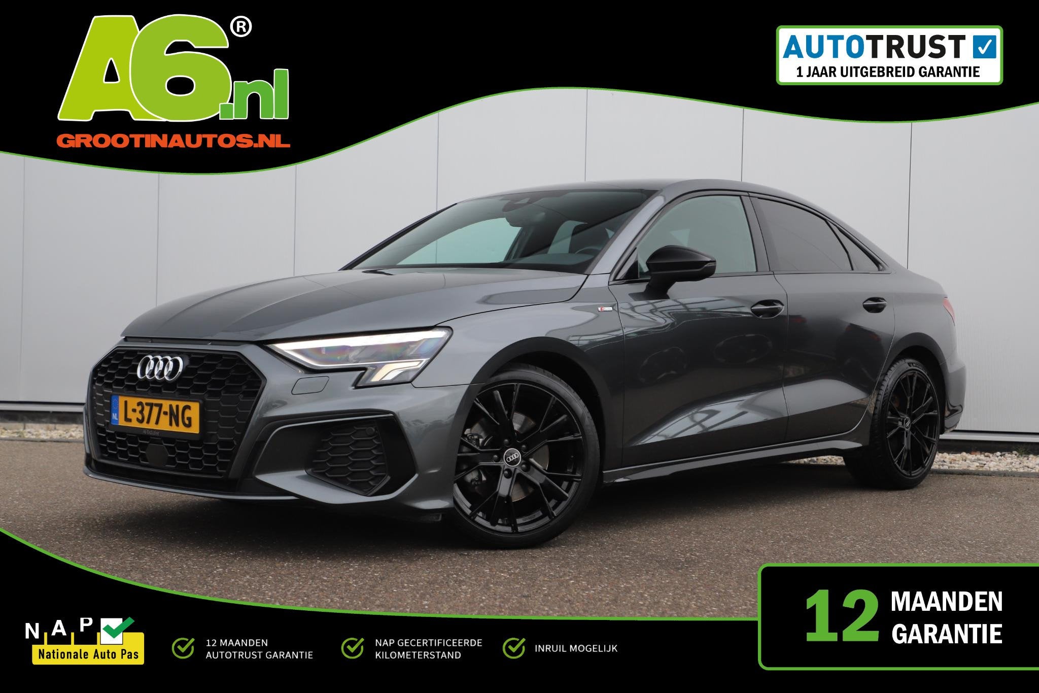 Audi A3 Limousine 30 TFSI S edition Black Pack Trekhaak Auto, Auto's, Audi, Gebruikt, Met garantie (alle), Origineel Nederlands