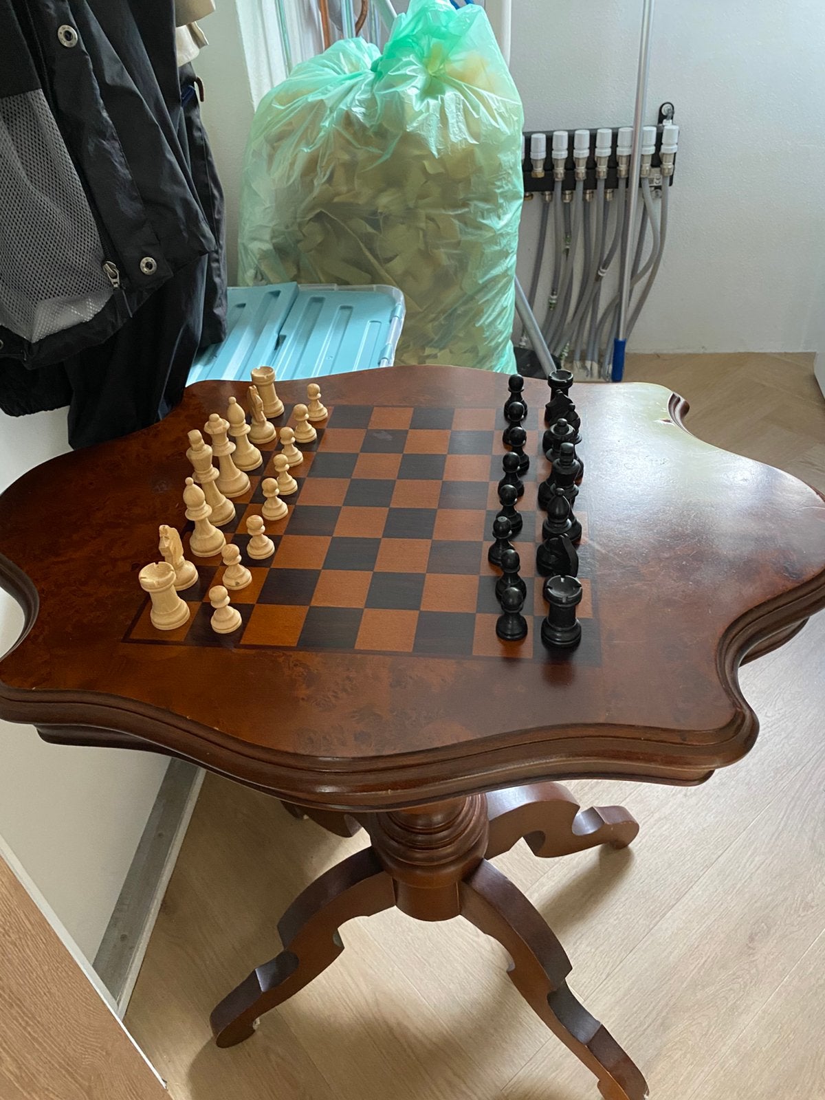 Antieke Schaaktafel schaakspel, Hobby en Vrije tijd, Ophalen of Verzenden