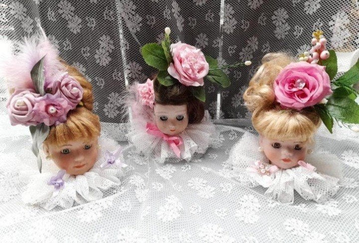 Brocante porseleinen poppen hoofdjes 17.50 p.s, Ophalen of Verzenden