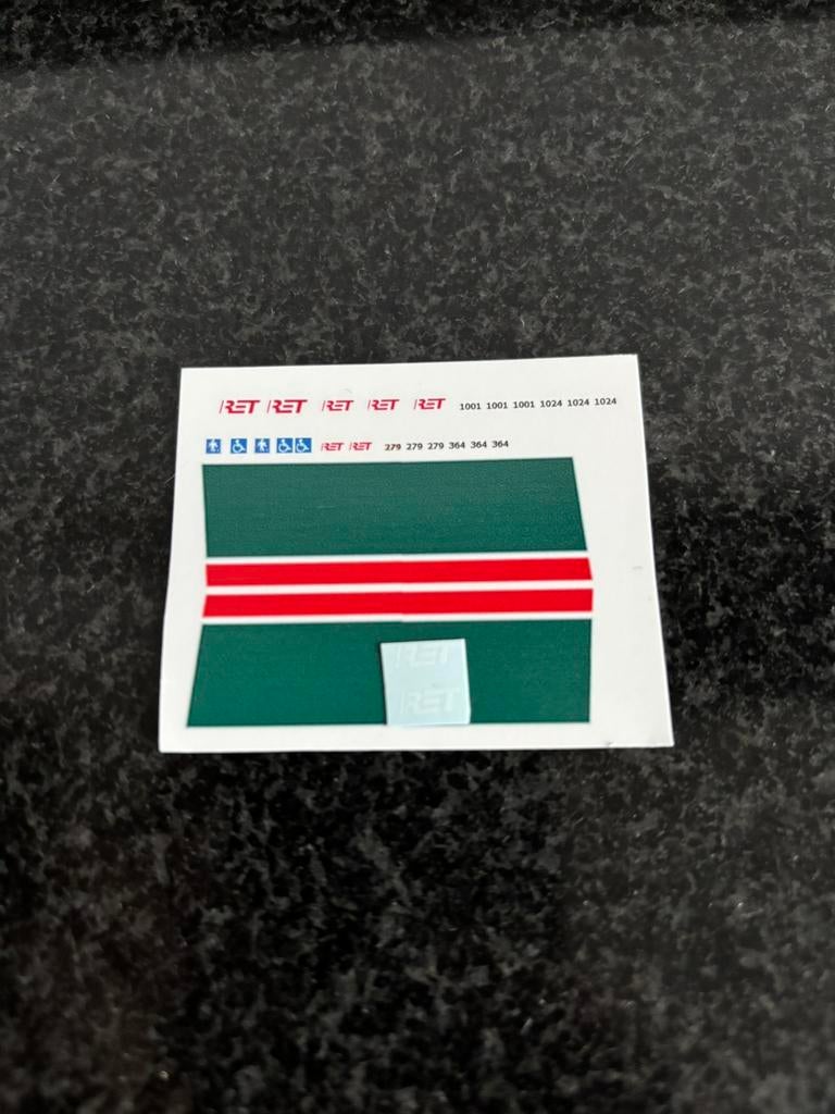 Decals transfer logo set RET rotterdam groen bus tram 1:87, Hobby en Vrije tijd, Modelauto's | 1:87, Verzenden, Nieuw, Overige merken